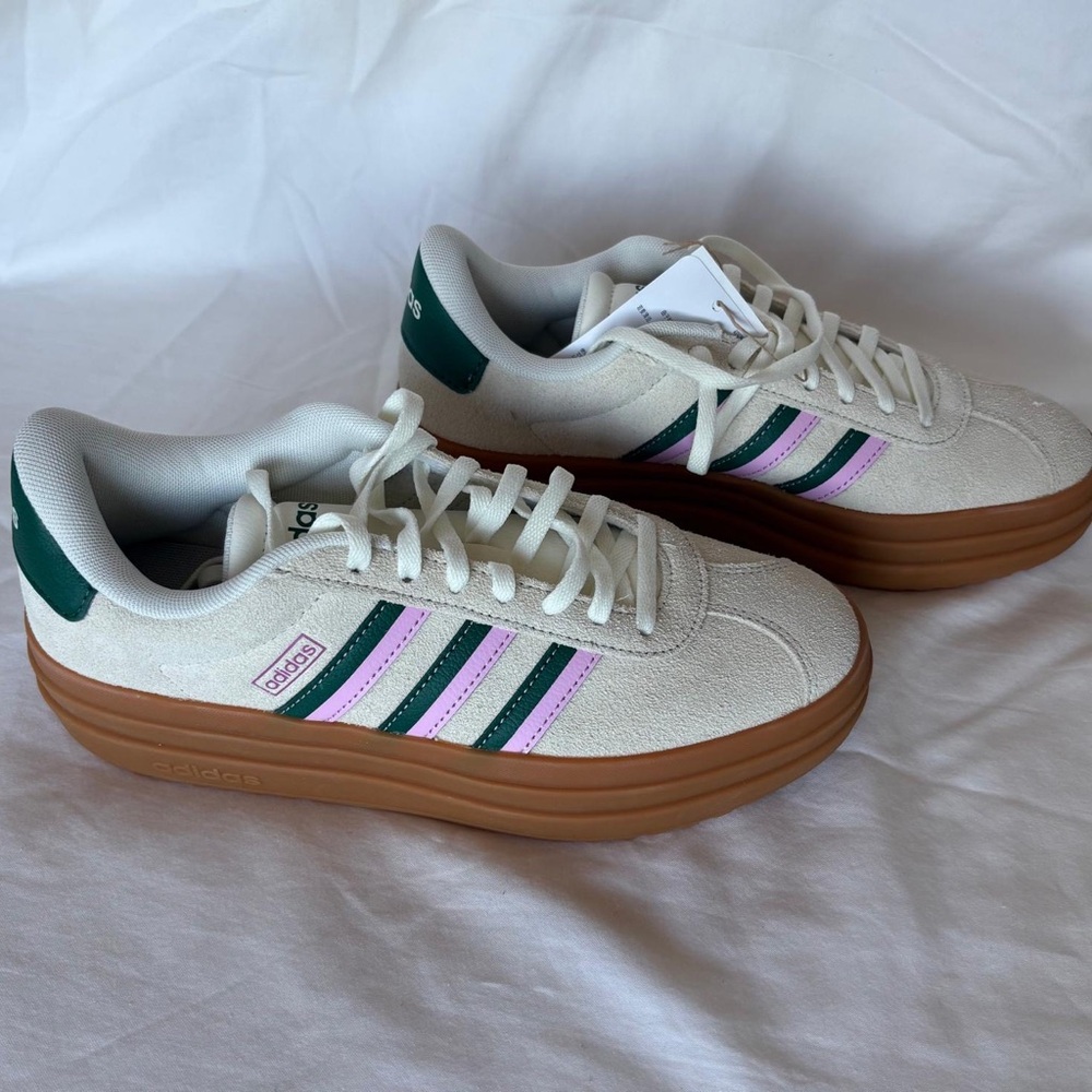 Adidas VL Court Bold Women Sneakers Cream with Pink & Green Accents